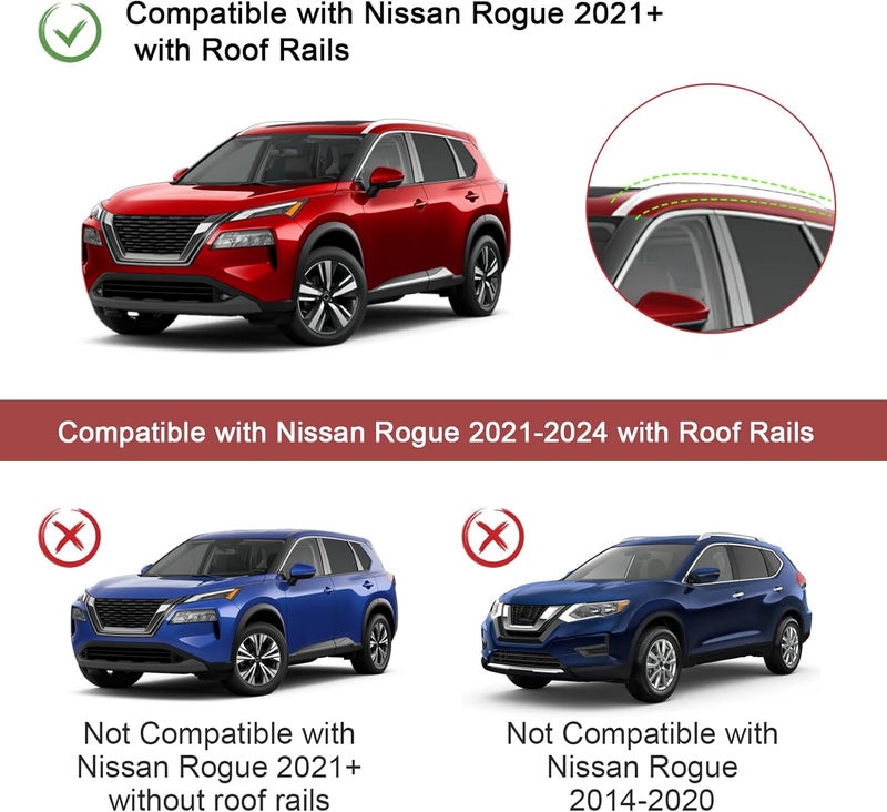 KINGGERI Lockable 260LBS Roof Rack Cross Bars Compatible with Nissan Rogue 2021 2022 2023 2024 2025 2026 SV SL Platinum with Flush Roof Rails, Heavy Duty Anti-Theft Aluminum Roof Rails Crossbars - Image 2